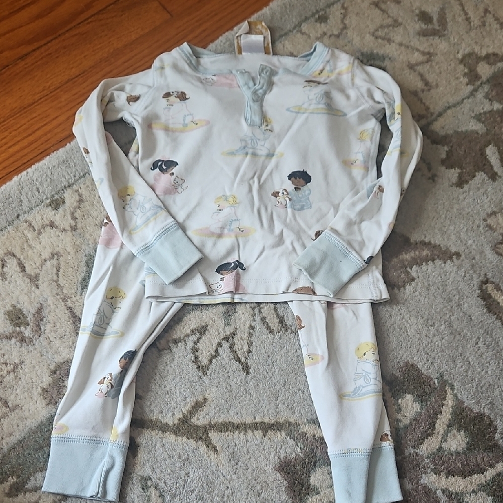 Kids Pajamas with Cartoon Print - Blue and White